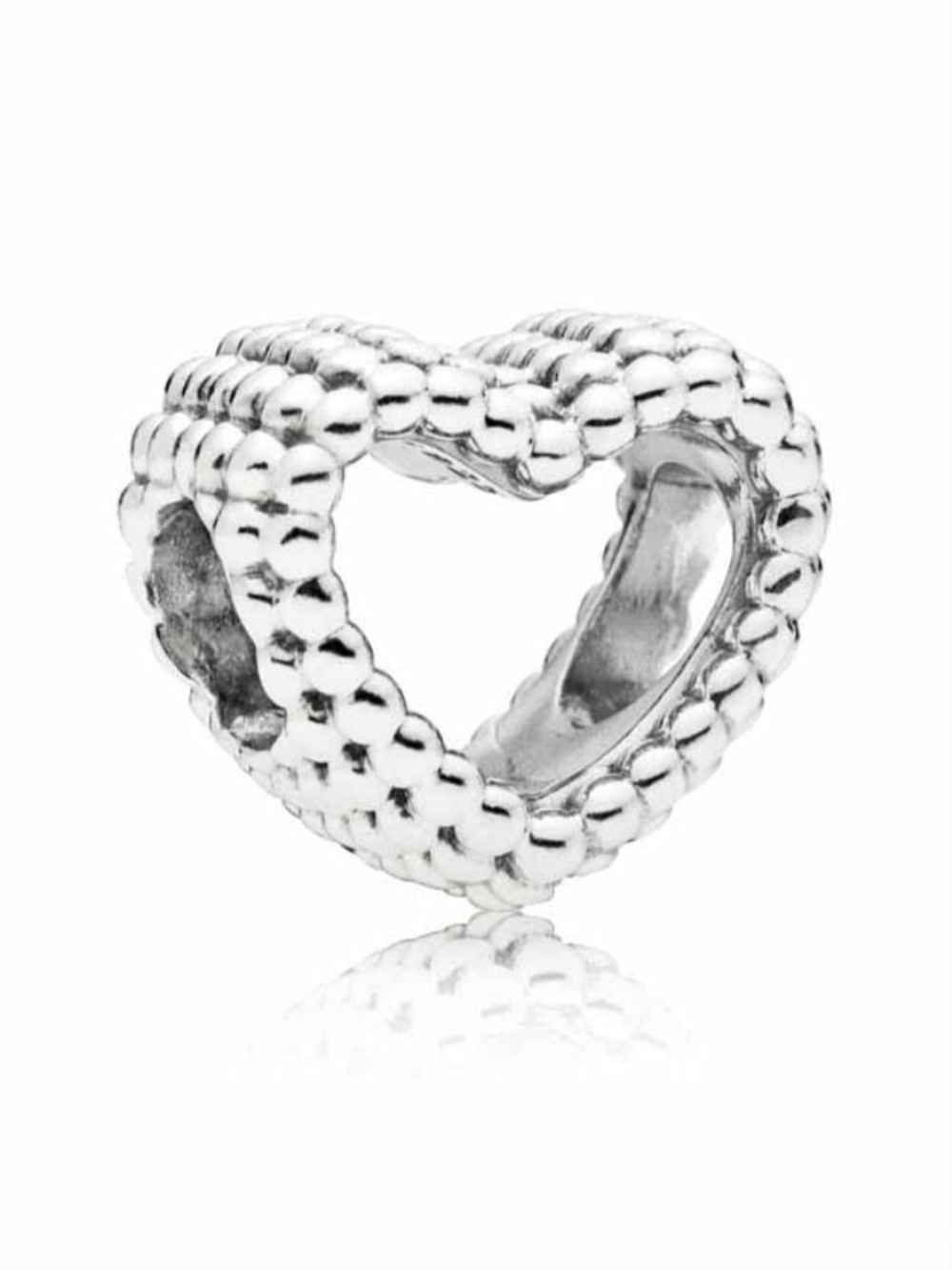 Pandora Beaded Heart Charm 797516 Sterling Silver